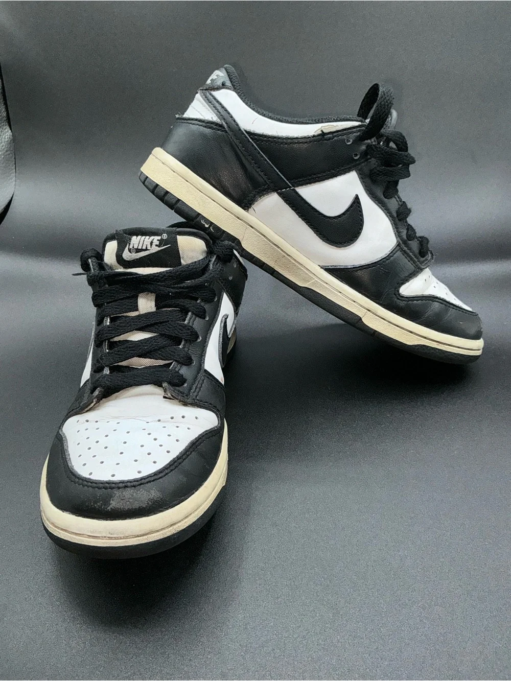 Nike Panda Dunk Low Unisex Kids Sneaker Black/White Leather 4.5Y CW1590